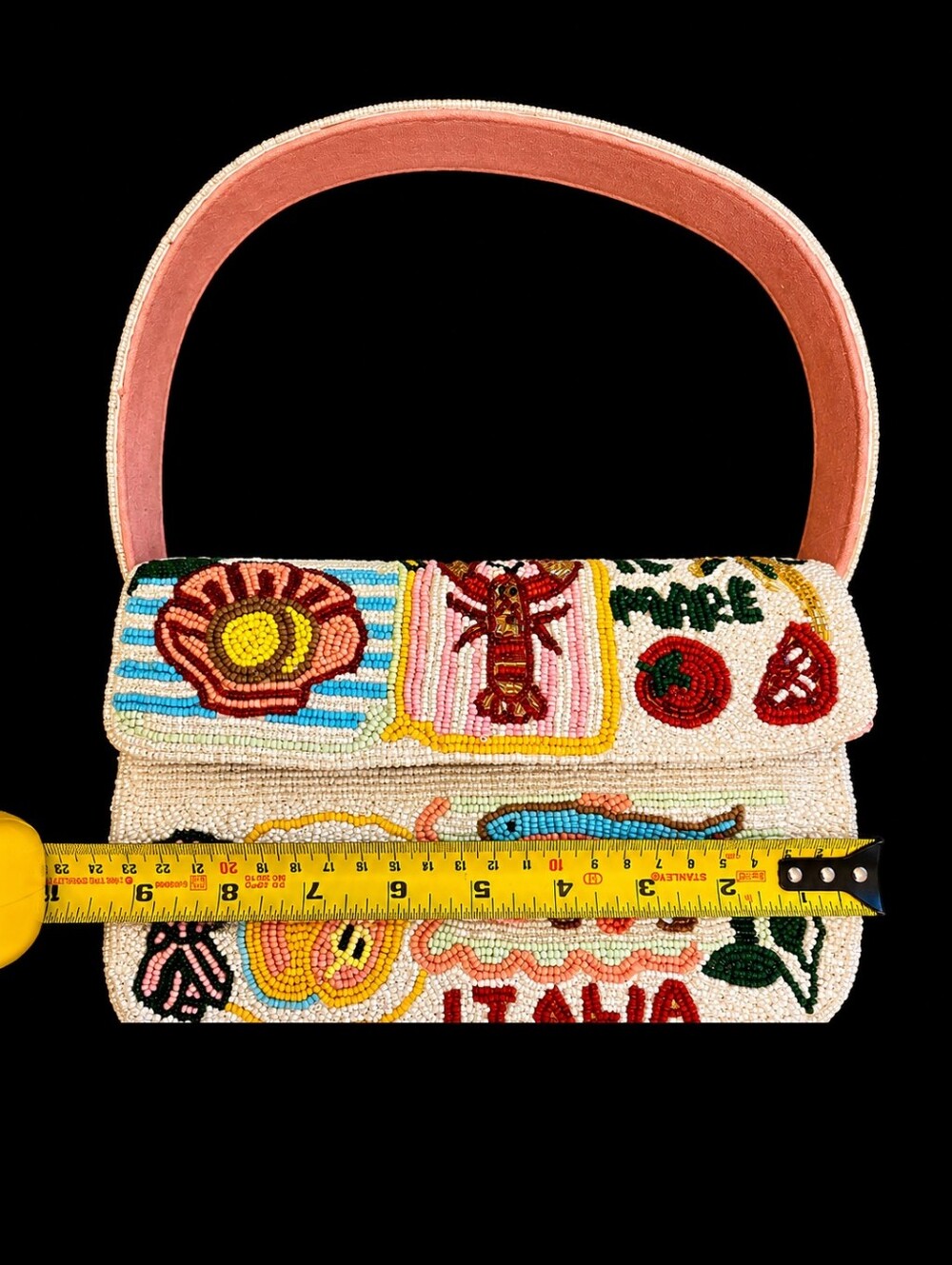 *Viral* America And Beyond :Postcard From Italy" Beaded Shoulder Bag - Picture 7 of 7